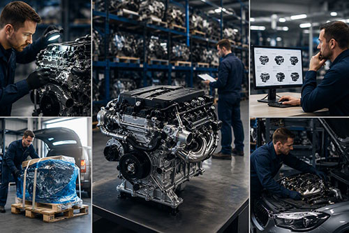 Trusted UK replacement engine comparison service showing inspected engines, verified suppliers, warranty-backed preparation and delivery logistics